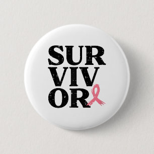 Pink Ribbon Warrior Borstkanker Bewustzijn Vrouwen Ronde Button 5,7 Cm