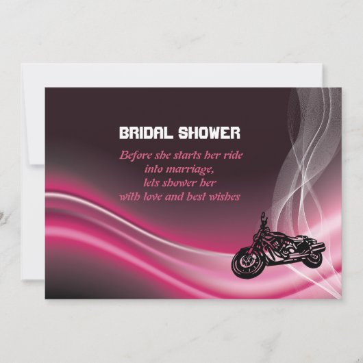 Pink road biker mariage invitation de douche nupti (Devant)