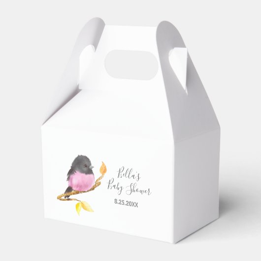 Pink Robin Bird Baby shower Bedankdoosjes (Voorkant Zijde)