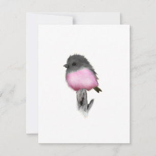 Pink Robin Bird Merci Cartes de notes