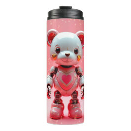 Pink Robot Teddy Bear Valentine's Tumbler Thermosbeker