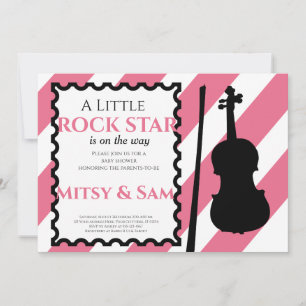 Pink Rock Star Rock a bye Baby shower Invitation Kaart