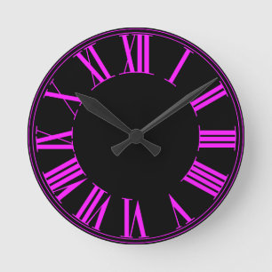 Pink Roman Numeros Ronde Klok