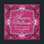 Pink Romance annonce un aimant Mariage<br><div class="desc">Dreamy romance mariage Magnet faire-part. Art fractal Dentelle en rose foncé et clair ~ vraiment unique et élégant - idéal pour annoncer Fiançailles,  Mariages,  douche nuptiale - personnaliser pour convenir à votre événement spécial</div>