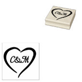 Pink Romantic Heart Monogram Spring Wedding Rubberstempel (Gestempeld)