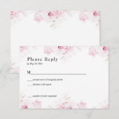 Pink Romantic Roses Elegant White RSVP Card (Devant / Derrière)