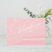 PINK ROSARY BEADS | BAPTISME-INVITATIE KAART (Staand voorkant)
