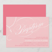 PINK ROSARY BEADS | BAPTISME-INVITATIE KAART (Voorkant / Achterkant)