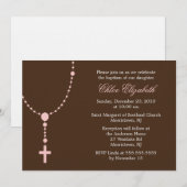Pink Rosary Christening Kaart (Voorkant / Achterkant)