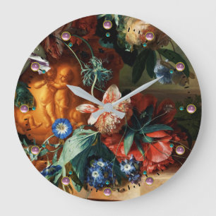 PINK ROSE, ANEMONE BLUE MORNING GLORIES, FLOWERS GROTE KLOK