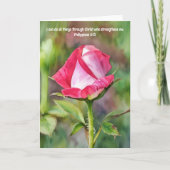 Pink Rose Art Bijbel Verse Kracht Kaart (Voorkant)