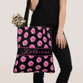 Pink Rose Black Personalized Draagtas (Dichtbij)