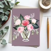 Pink Rose Bouquet | Floral Vrouwelijke Waterverf Briefkaart