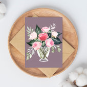Pink Rose Bouquet | Floral Vrouwelijke Waterverf Briefkaart