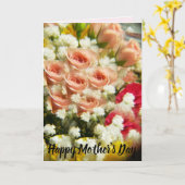 Pink Rose Bouquet Happy Moederdag Kaart (Gele Bloem)