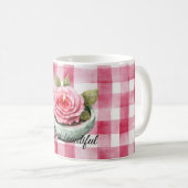  Pink Rose Candle Plaid  Koffiemok (Voorkant rechts)