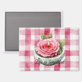  Pink Rose Candle Plaid  Magneet (Voorkant / Achterkant)
