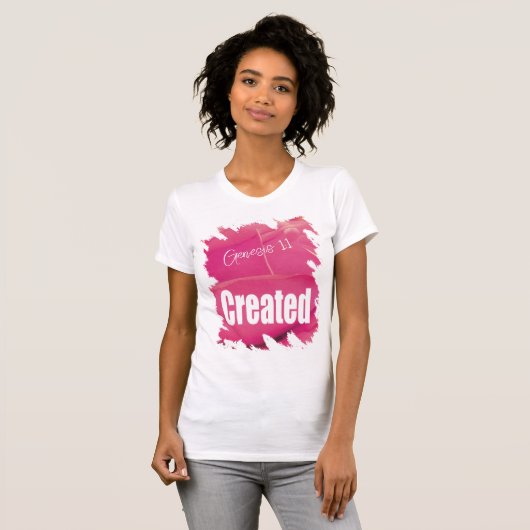 Pink Rose Created Scripture T-shirt (Voorkant volledig)