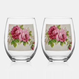 Pink Rose Elegance  Wijnglas Zonder Voet