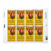 PINK ROSE EN HONEY BEE, BEEKEEPER ETIKET (Full Sheet)