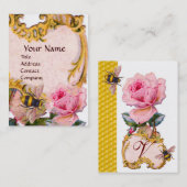 PINK ROSE EN HONEY BEEKEEPER MONOGRAM VISITEKAARTJE (Voorkant / Achterkant)