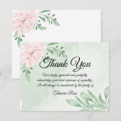 Pink Rose Eucalyptus Funeral Bedankt Opmerking (Voorkant / Achterkant)