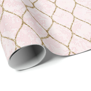 Pink Rose Floral Gold Glitter Baroque Antonietta Cadeaupapier