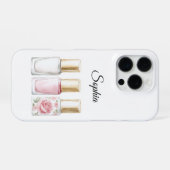 Pink Rose Floral Nail Polish iPhone Hoesje (Achterkant horizontaal)