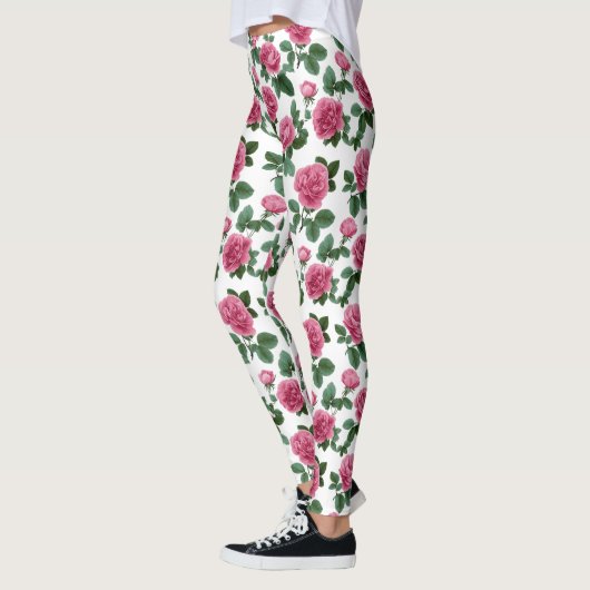 Pink Rose Floral Pattern Leggings (Links)