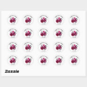 Pink Rose Floral Wedding Ronde Sticker (Vel)