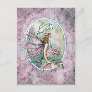 Pink Rose Flower Fairy beroemd gemaakt door Molly Briefkaart