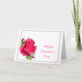 Pink rose flower floral Happy Valentine's day Feestdagen Kaart