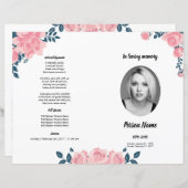 PINK ROSE FLOWER | Sjabloon van het begrafenisprog (Voorkant / Achterkant)