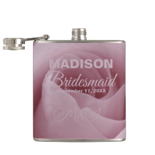 Pink Rose Flowers Floral Bridesmaid Heupfles