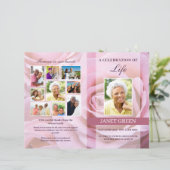 Pink Rose Funeral Program Sjabloon (Staand voorkant)