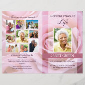Pink Rose Funeral Program Sjabloon (Voorkant)