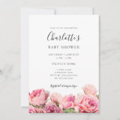 Pink Rose Girl Baby Shower Invitation (Devant)