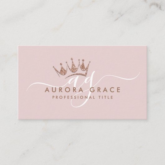 Pink Rose Gold Crown Visitekaartje (Voorkant)