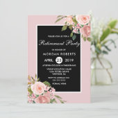 Pink Rose Gold Flower Invitation du Parti de retra (Debout devant)
