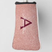 Pink Rose Gold Glitter Bourgogne Sparkle Monogram Golfheadcover (Draai 90)