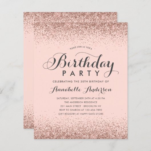 Pink Rose Gold Glitter Elke dag van de dag (Voorkant / Achterkant)