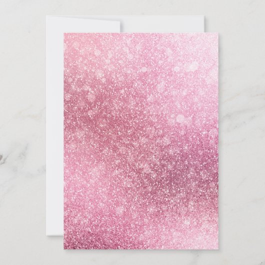 Pink Rose Gold Glitter Quinceanera met Tiara Kaart (Achterkant)