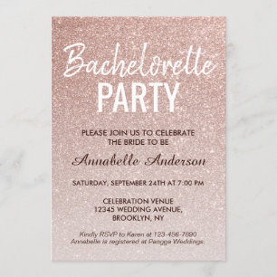 Pink Rose Gold Glitter Sparkle Bachelorette Party Kaart