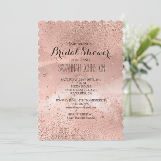 Pink Rose Gold Glitzy Sparkle vrijgezellenfeest Kaart (Staand voorkant)