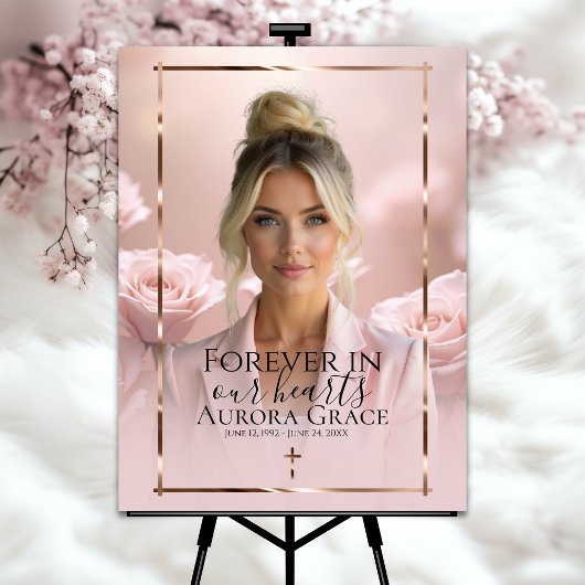 Pink Rose Gold Memorial Poster