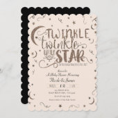 Pink Rose Gold Twinkle Little Star Baby shower Kaart (Voorkant / Achterkant)
