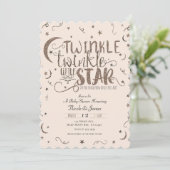 Pink Rose Gold Twinkle Little Star Baby shower Kaart (Staand voorkant)