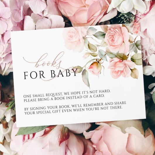 Pink Rose & Greenery Feuille Livres Demande Carte