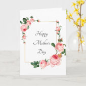 Pink Rose Happy Mothers Day Kaart (Gele Bloem)