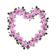 Pink Rose Heart Floral Decorative Pillow